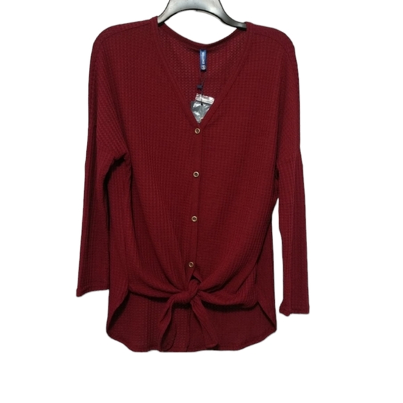 New Wine Colored V Neck Iwollence Top sz Small - Picture 4 of 4